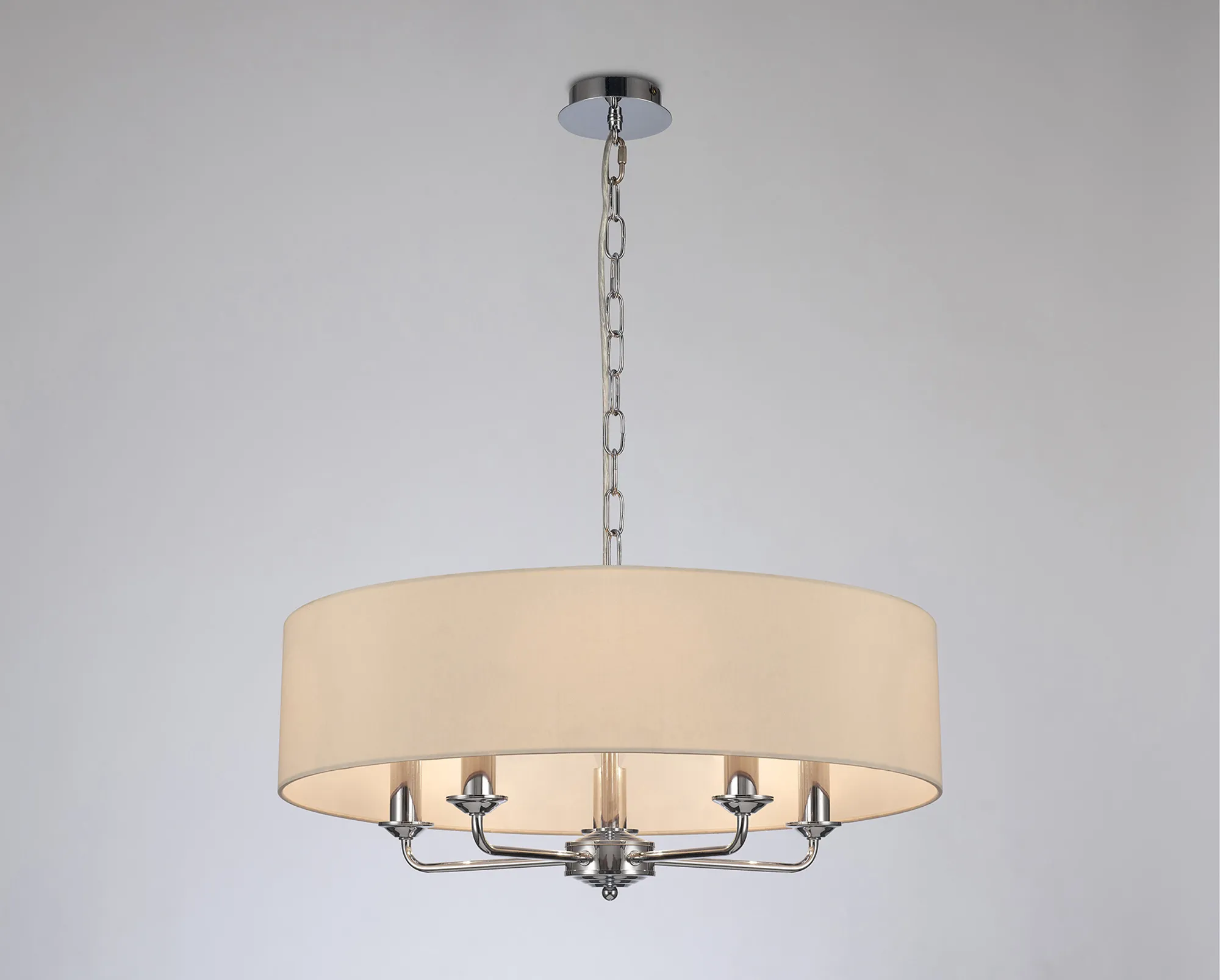 Banyan 60cm 5 Light Pendant Polished Chrome; Ivory Pearl DK0011  Deco Banyan CH IV